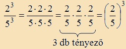 azonos kitevőjű hatványok hányadosa - példa